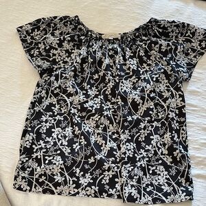 LOFT Monochrome Floral Print Blouse